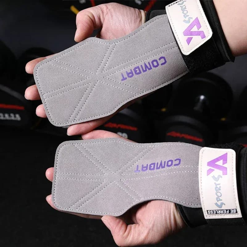 1 زوج 3-layers جلد البقر قفازات رفع الأثقال Deadlift قبضة منصات للياقة البدنية