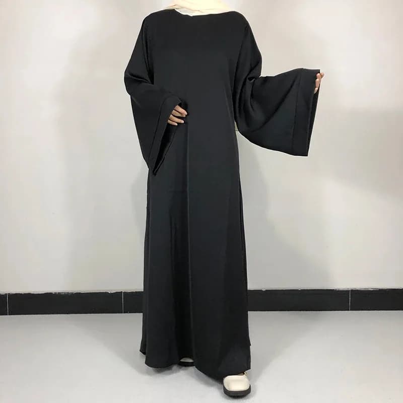 عباية نيدا سادة بحزام مجاني للنساء المسلمات ، فستان بسيط متواضع ، العيد ، ملابس