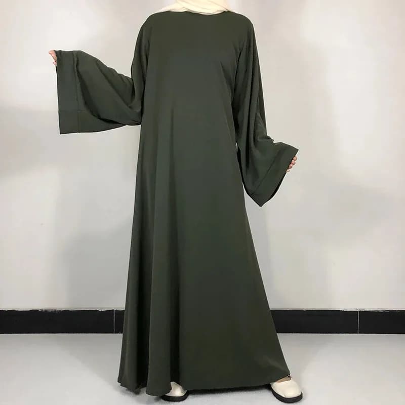 عباية نيدا سادة بحزام مجاني للنساء المسلمات ، فستان بسيط متواضع ، العيد ، ملابس