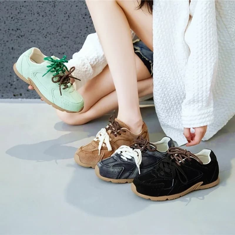 AIYUQI النساء أحذية رياضية جديدة جلد طبيعي ريترو الألمانية أحذية تدريب النساء