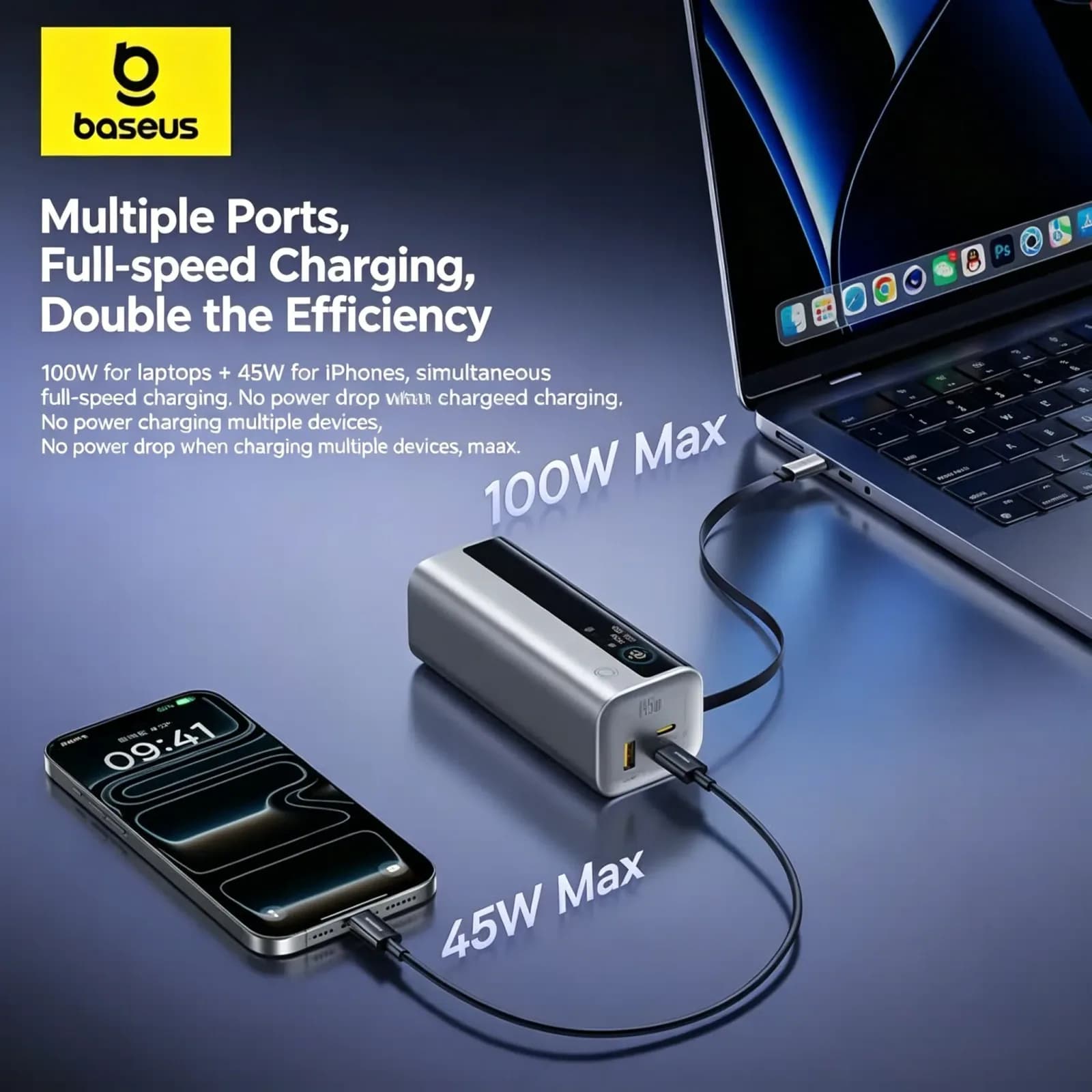 Baseus 3C Certified 20000mAh 145W Power Bank Airplane Allowed Outdoor Charger For iPhone