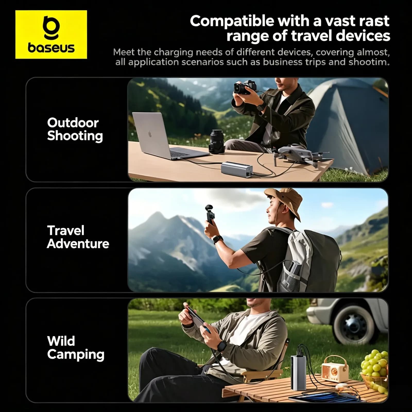 Baseus 3C Certified 20000mAh 145W Power Bank Airplane Allowed Outdoor Charger For iPhone