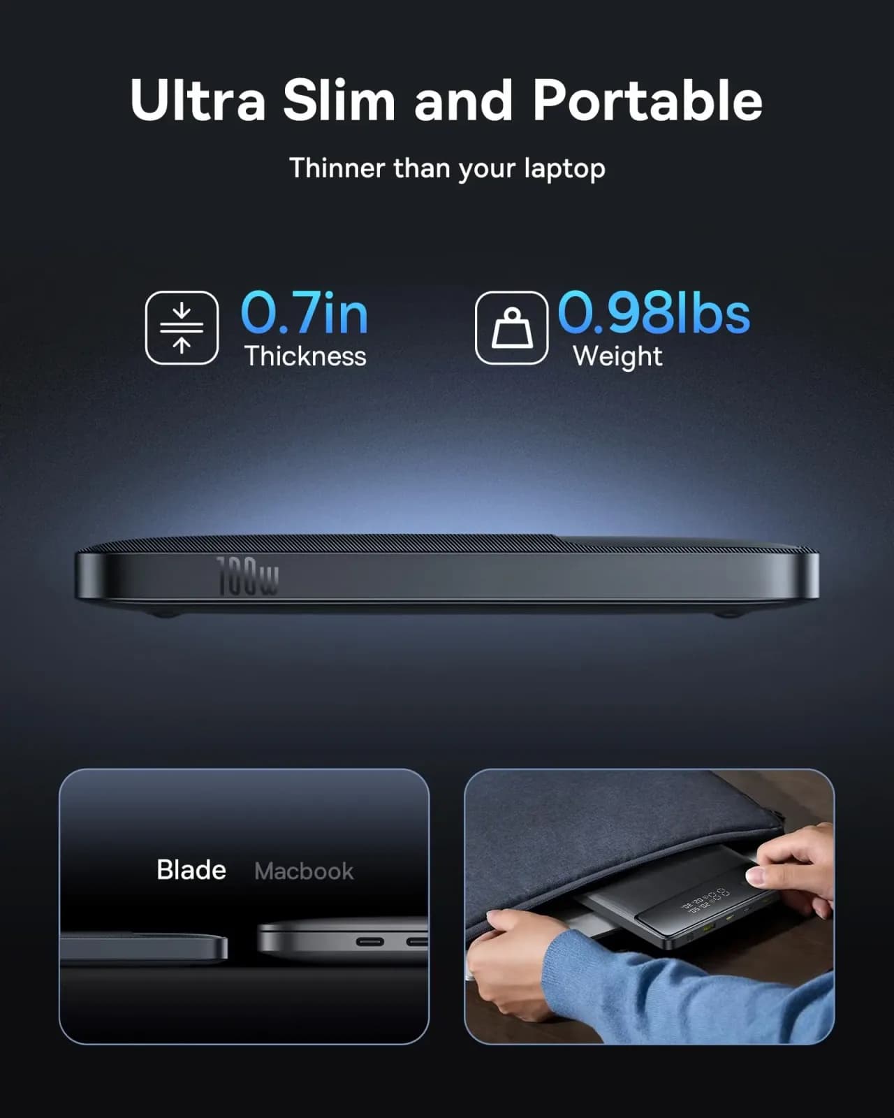 شاحن محمول للحاسوب المحمول من باسيوس بقوة 100 واط وسعة 20000 مللي أمبير، بنك