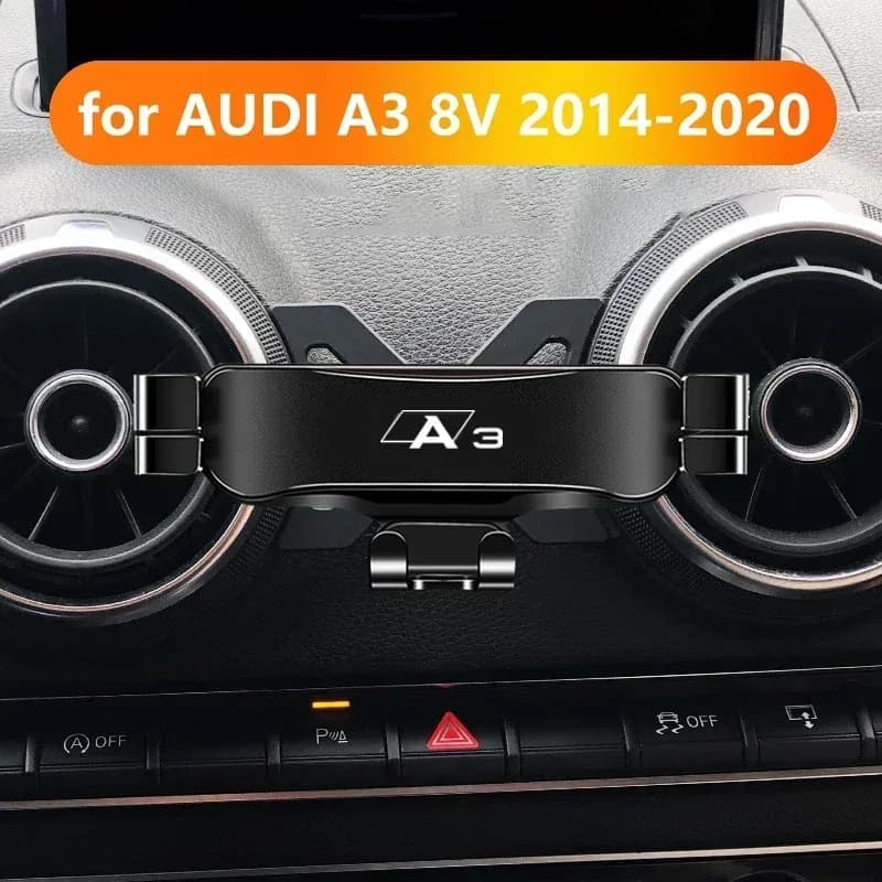 حامل هاتف السيارة المحمول لأودي A3 S3 8 فولت 2014-2020 تنفيس الهواء يتصاعد حامل