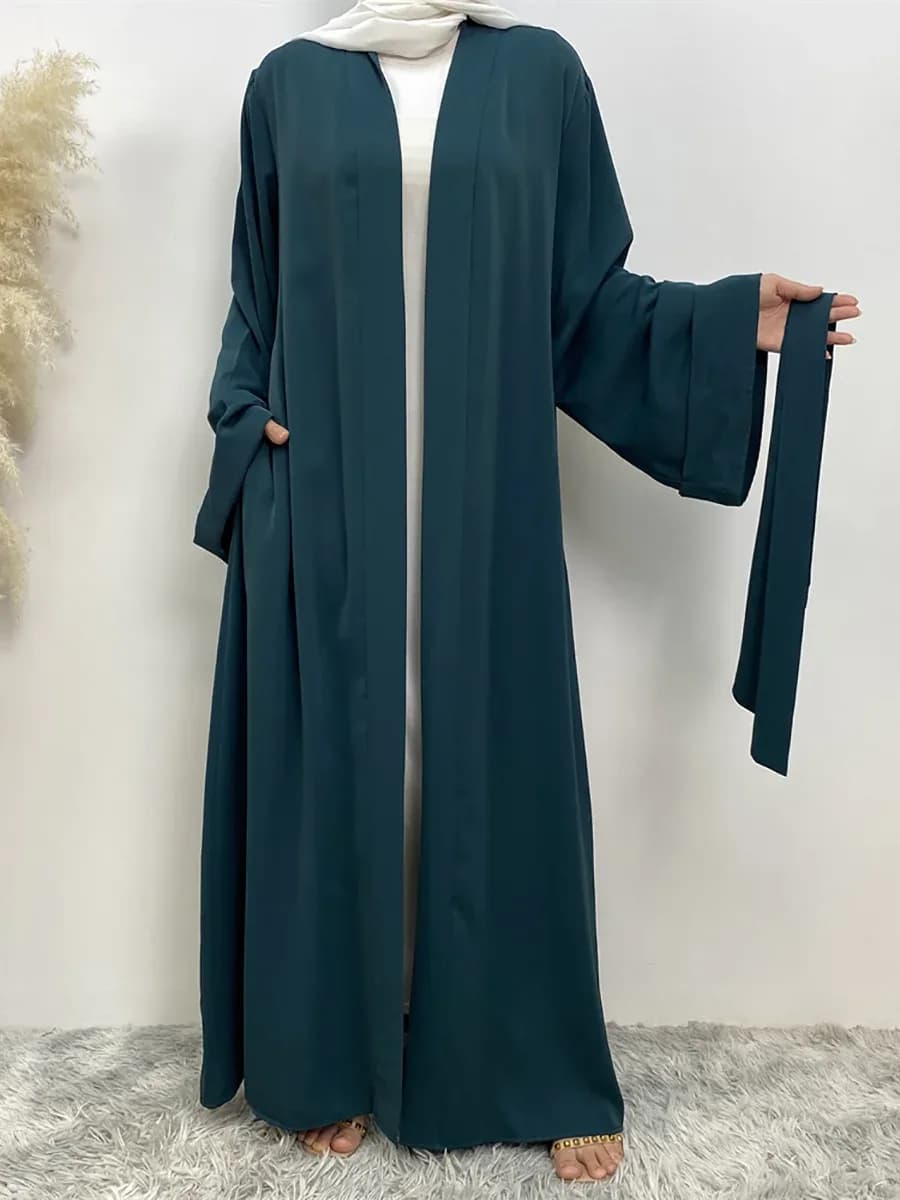 عباية بسيطة مفتوحة للنساء ، كيمونو رمضان ، رداء مسلم متواضع ، دبي ، قفطان تركي