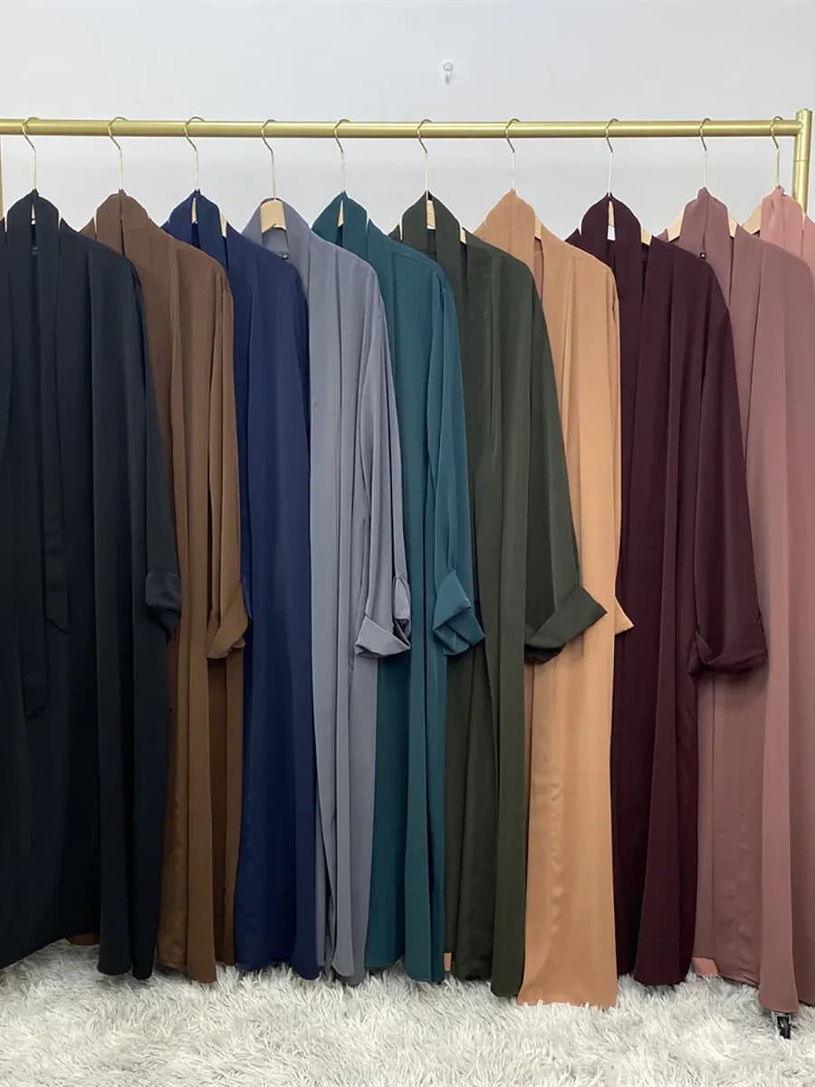 عباية بسيطة مفتوحة للنساء ، كيمونو رمضان ، رداء مسلم متواضع ، دبي ، قفطان تركي