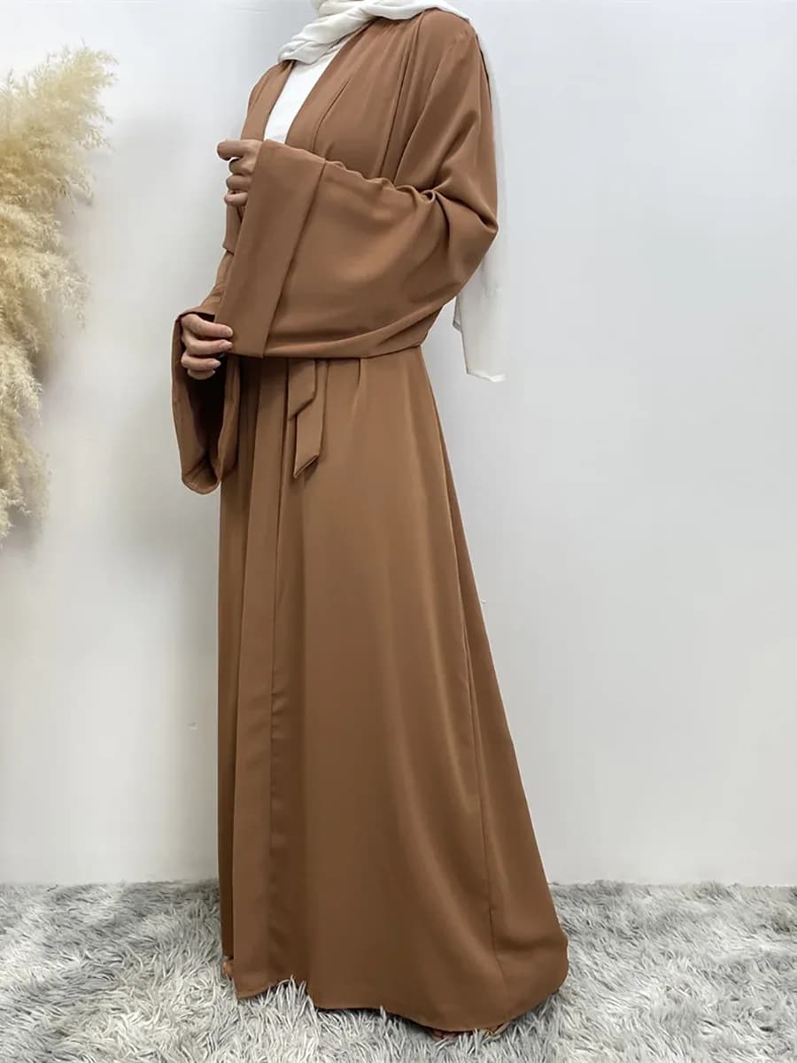 عباية بسيطة مفتوحة للنساء ، كيمونو رمضان ، رداء مسلم متواضع ، دبي ، قفطان تركي