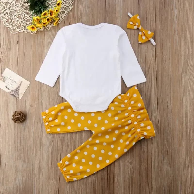 Citgeett sPRING Newborn Baby Girls Clothes Tops Sunshine Romper Dot Bowknot Long Yellow