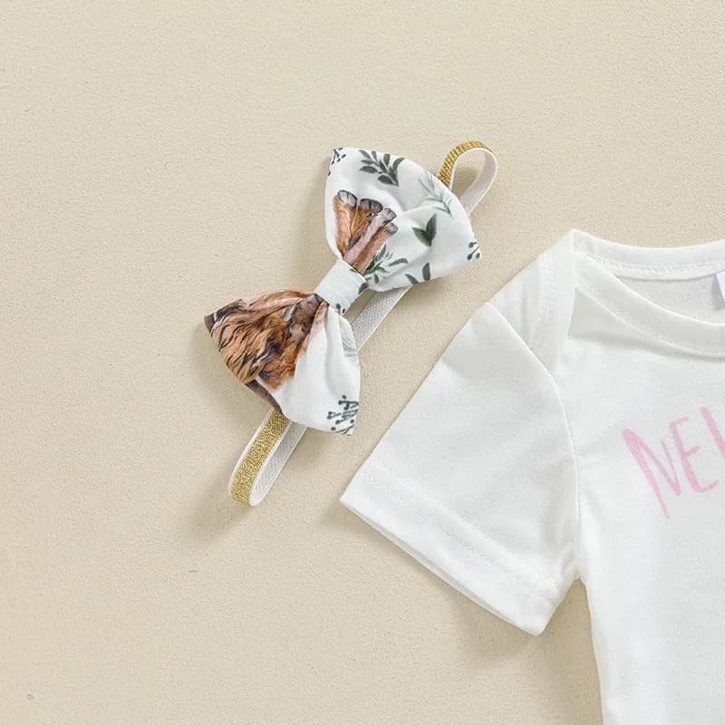 Citgeett Summer Infant Baby Girl Clothes Set Print Short Sleeve Romper Elastic Waist