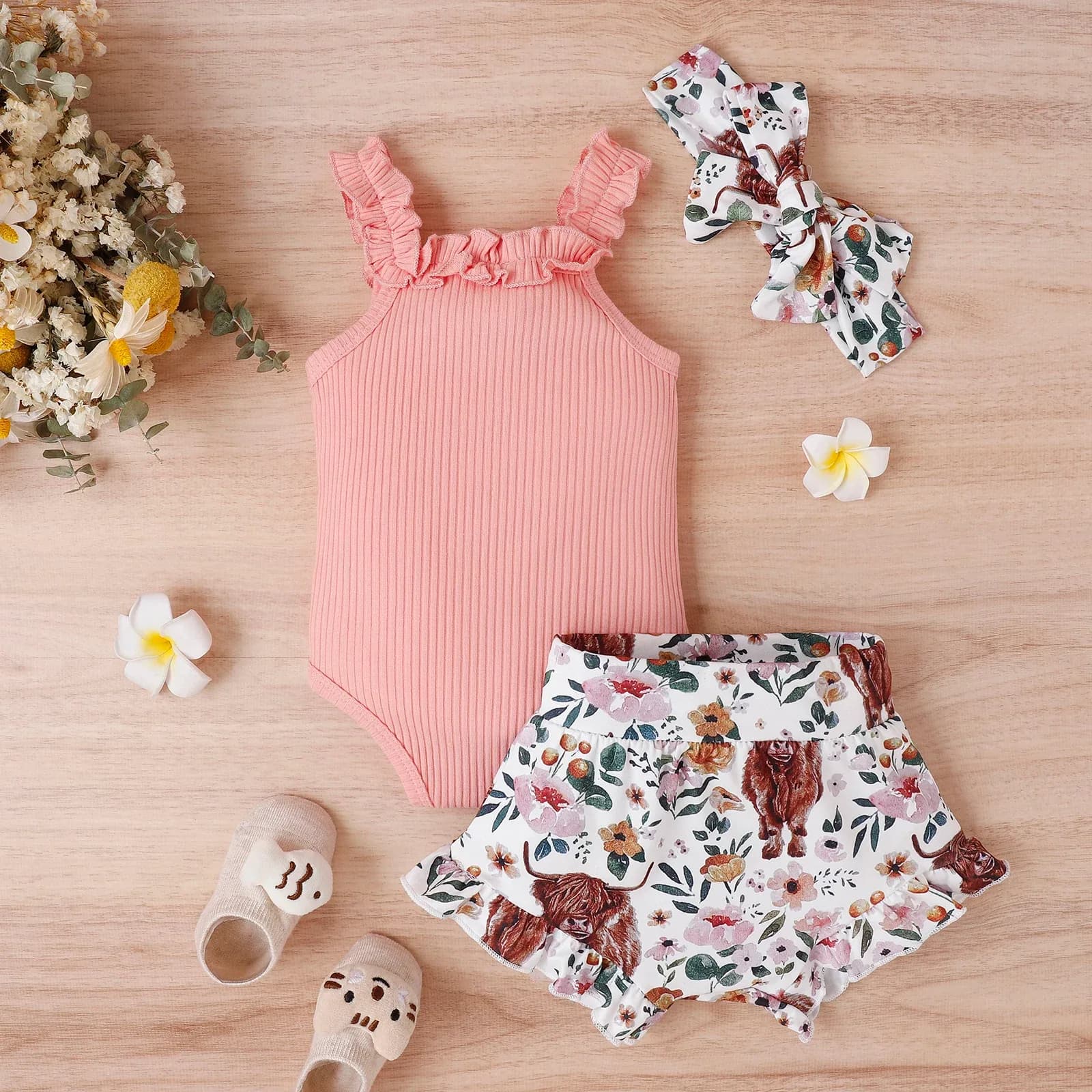 Citgeett Summer Infant Baby Girl Pants Suit Casual Party Off Shoulder Romper Tops + Print