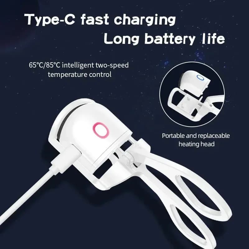 مكواة رموش كهربائية قابلة للشحن عبر USB، تمنح تجعيدًا طويل الأمد للحصول على