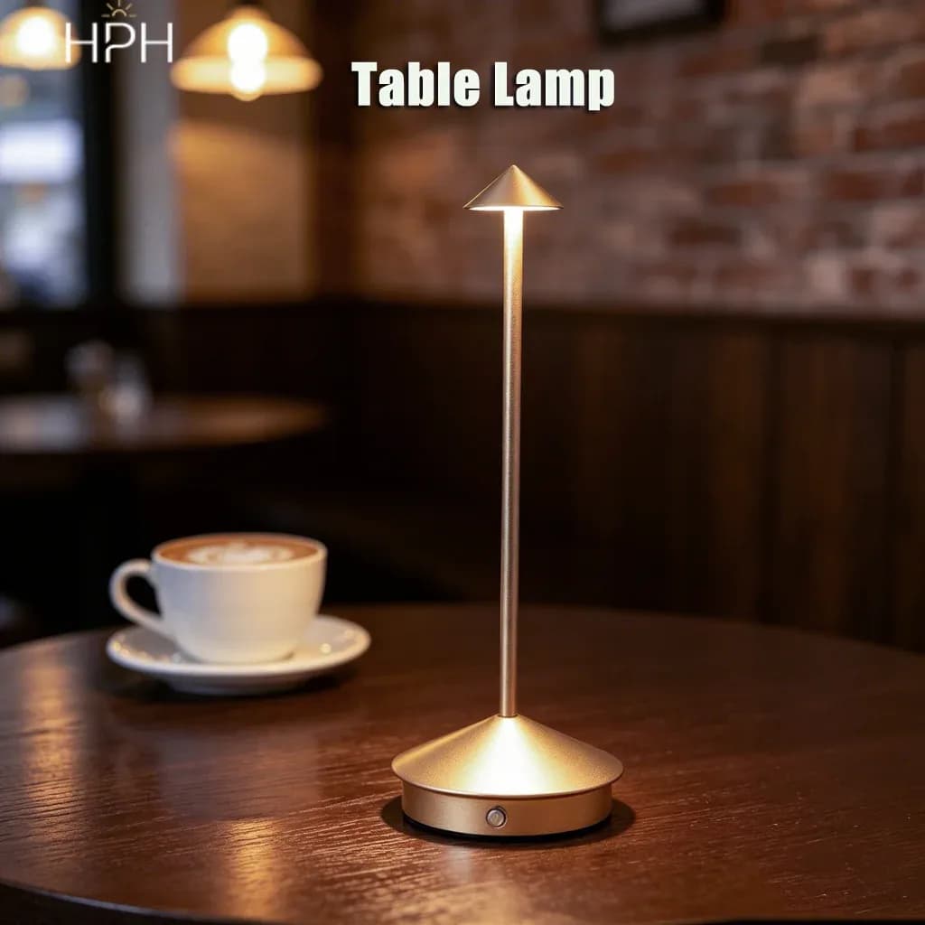 مصباح طاولة قابل لإعادة الشحن من HPH، مصباح LED إبداعي بتصميم عتيق، مصباح طاولة