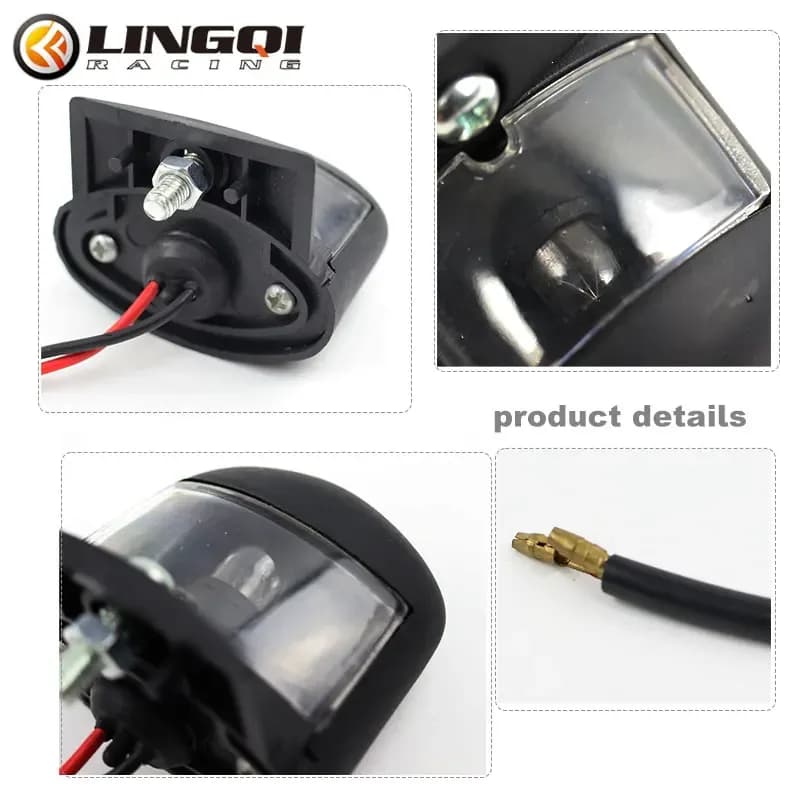 LINGQI دراجة نارية رقم الترخيص لوحة ضوء LED الخلفية الذيل مصباح 12 فولت مقاوم