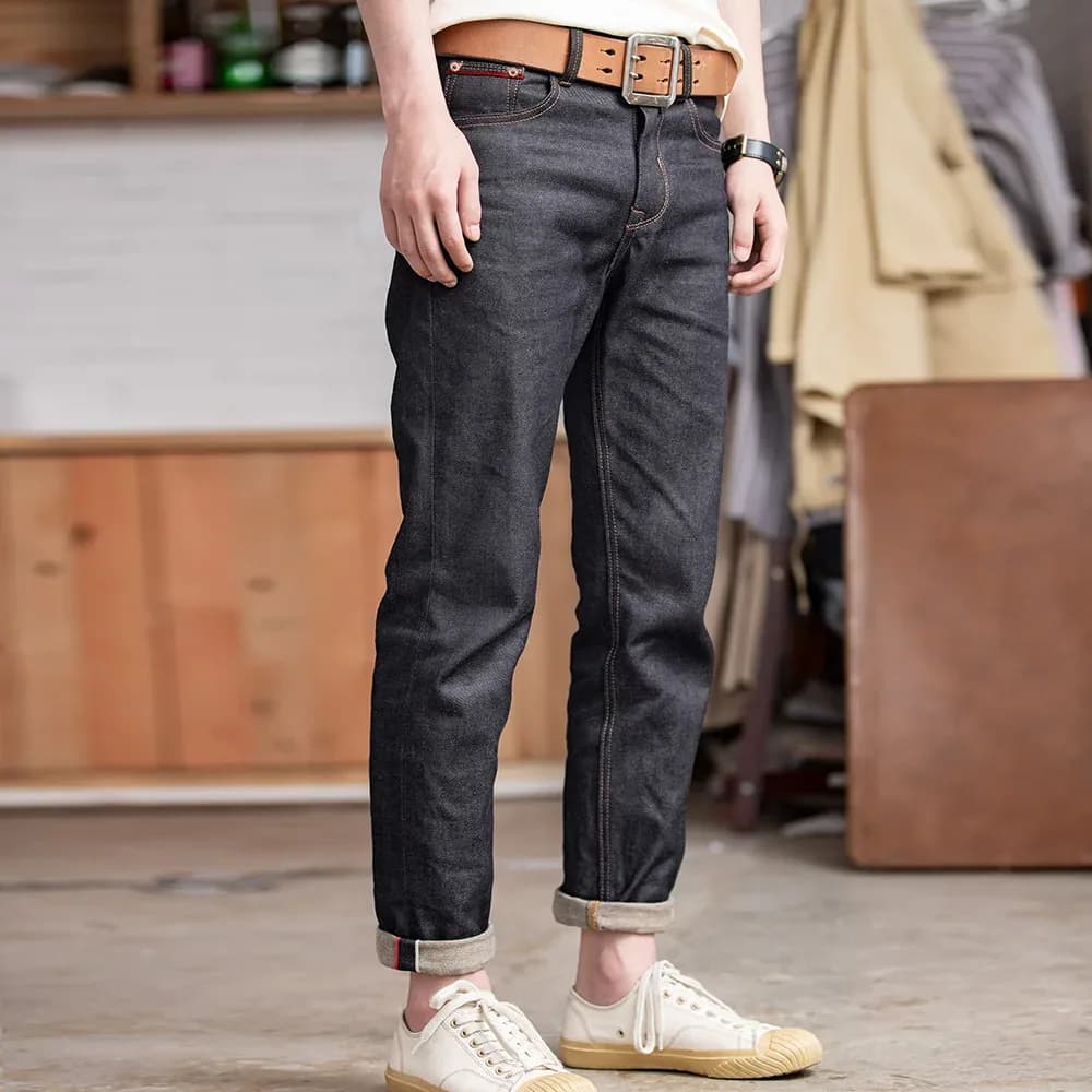 Maden Retro 11.6oz Selvedge جينز من قماش الدنيم الخام مدبب عادي مناسب جينز قطني