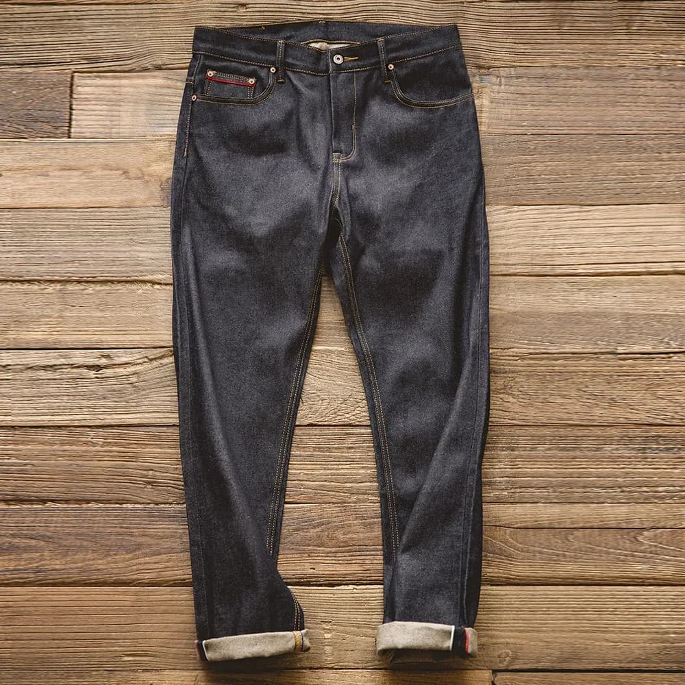 Maden Retro 11.6oz Selvedge جينز من قماش الدنيم الخام مدبب عادي مناسب جينز قطني