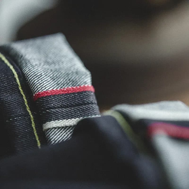 جينز Maden Retro 14.5oz Selvedge Raw Denim للرجال مع سحاب YKK مطرز بالطيران