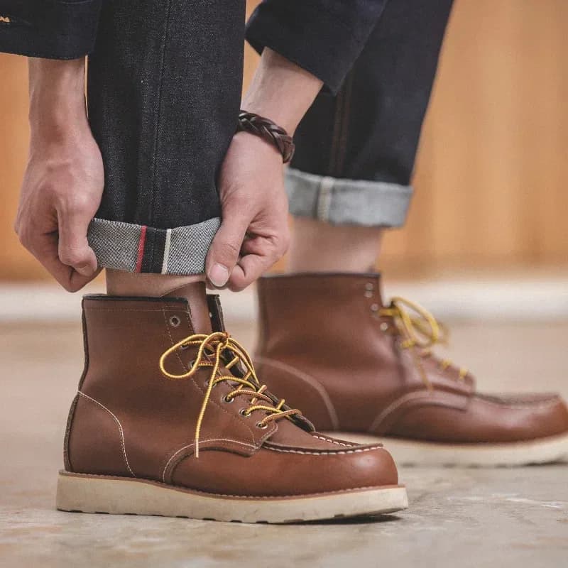 جينز Maden Retro 14.5oz Selvedge Raw Denim للرجال مع سحاب YKK مطرز بالطيران