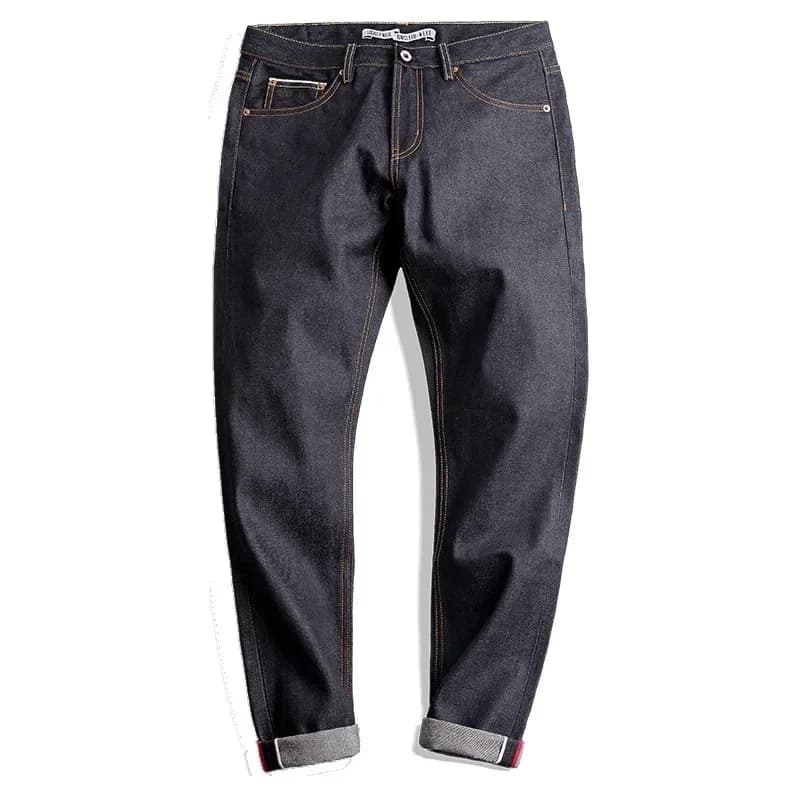 جينز Maden Retro 14.5oz Selvedge Raw Denim للرجال مع سحاب YKK مطرز بالطيران