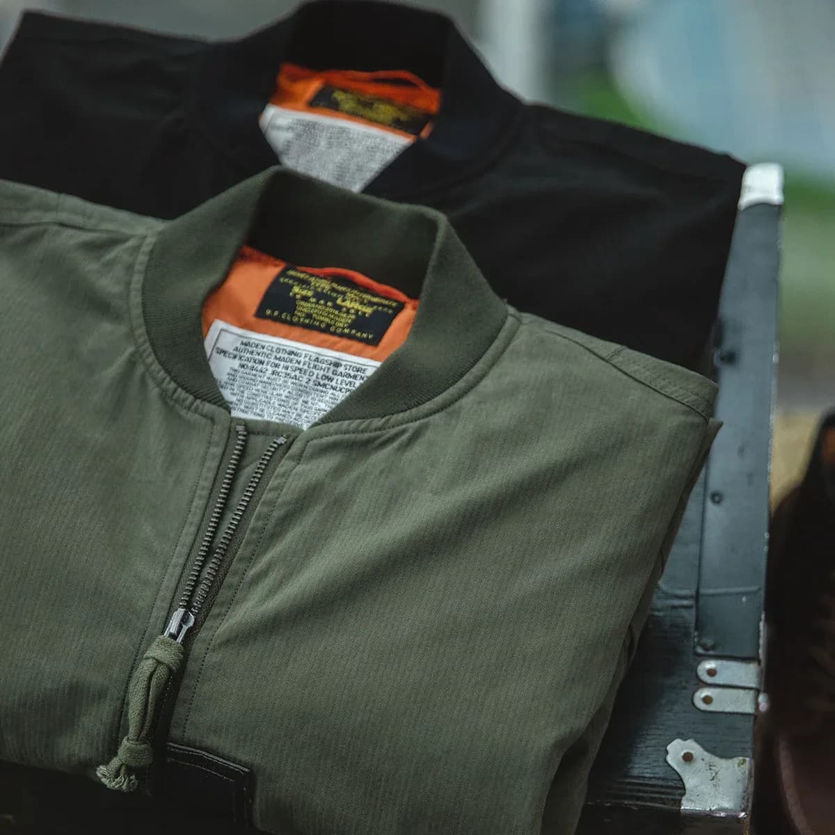 سترات Maden Retro MA1 Bomber Flight سترة خضراء مقاومة للرياح معطف بيسبول غير