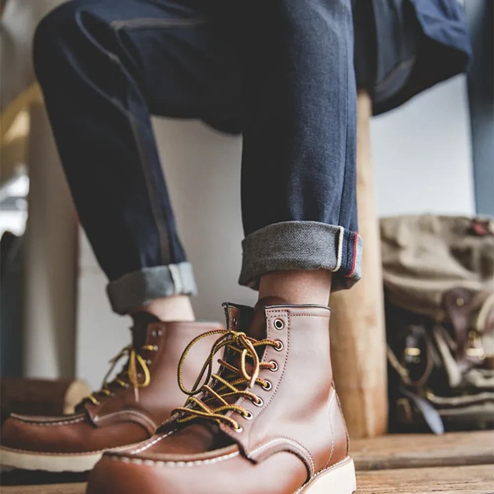 جينز Maden Vintage 14.5oz Selvedge من قماش الدنيم الخام مع سحاب YKK مطرز