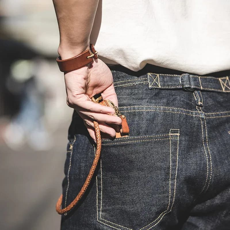 Maden خمر 14oz Selvedge الخام الدينيم الجينز شعر الخيل الجلود التصحيح مستقيم