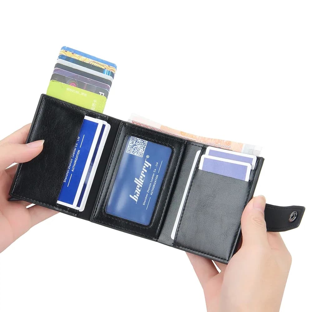 جديد RFID حجب حماية الرجال المحفظة معرف حامل بطاقة الائتمان الجلود معدن
