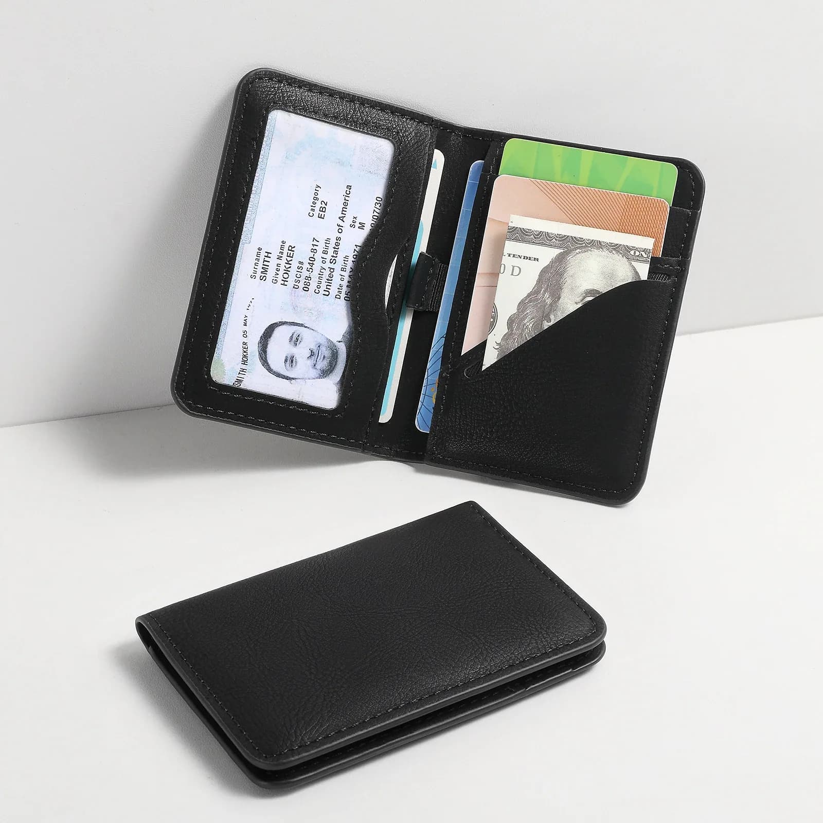 محفظة جيب أمامية من الجلد بحجب Rfid للرجال، محفظة رفيعة وبسيطة للرجال، حامل