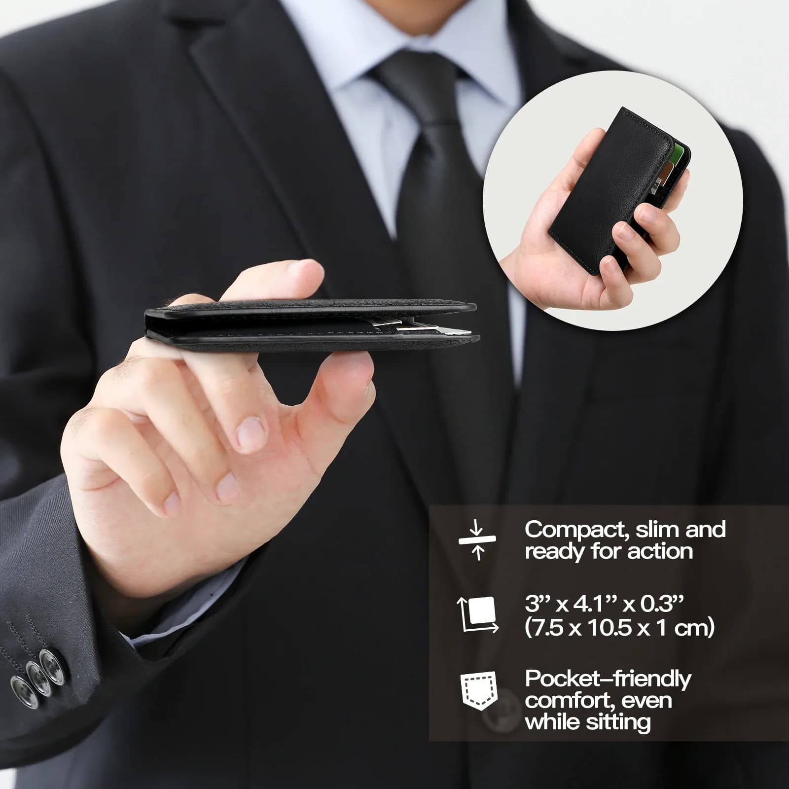 محفظة جيب أمامية من الجلد بحجب Rfid للرجال، محفظة رفيعة وبسيطة للرجال، حامل