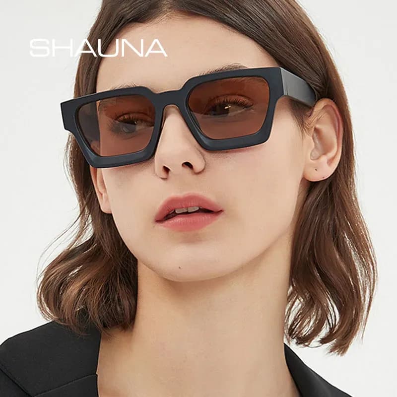SHAUNA Ins نظارات شمسية مربعة الشكل للنساء ذات ظلال ملونة كلاسيكية للرجال UV400