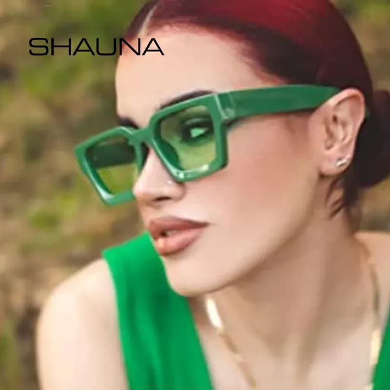 SHAUNA Ins نظارات شمسية مربعة الشكل للنساء ذات ظلال ملونة كلاسيكية للرجال UV400