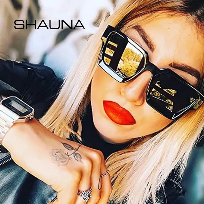 SHAUNA Ins نظارات شمسية مربعة الشكل للنساء ذات ظلال ملونة كلاسيكية للرجال UV400