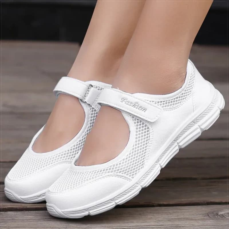 أحذية نسائية خفيفة الوزن أحذية فلكنيز للنساء باللون الأبيض Zapatillas De Mujer