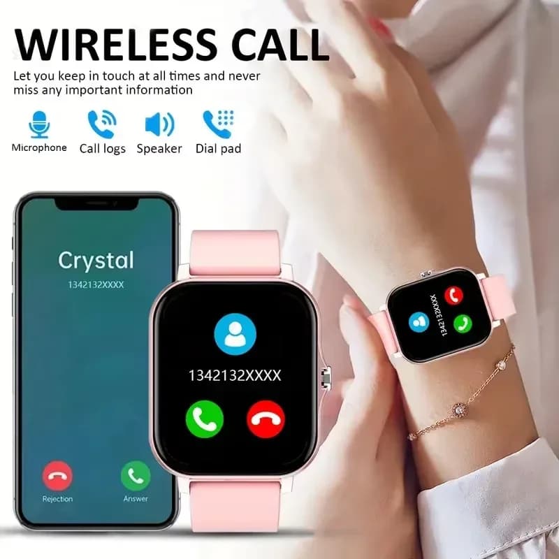ساعة ذكية رياضية لمراقبة اللياقة والصحة، مقاومة للماء، مع ميزة الاتصال عبر