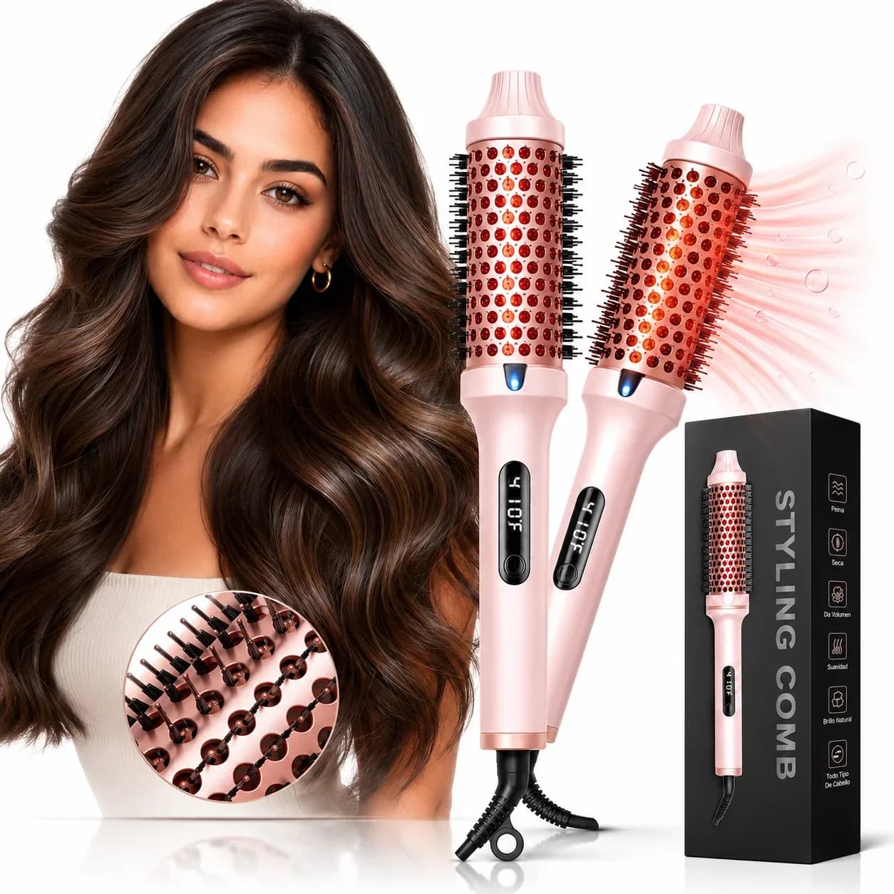 Thermal Brush 1.5 in Heated Curling Brush Ceramic Curling Comb Volumizing Brush Curling