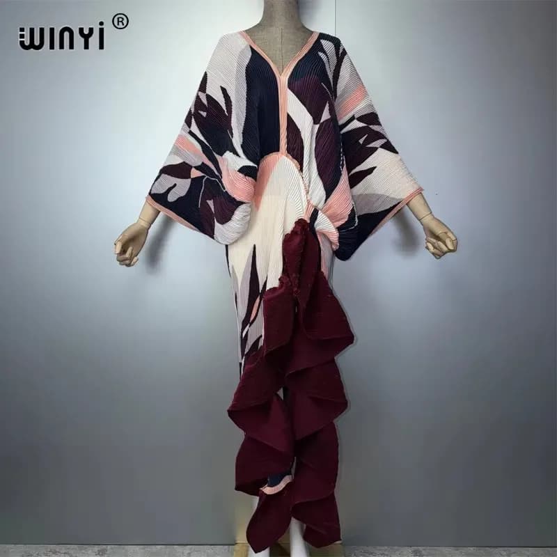 فستان نسائي أنيق من WINYI بتصميم مطوي وفتحة عالية، فستان سهرة طويل فاخر على