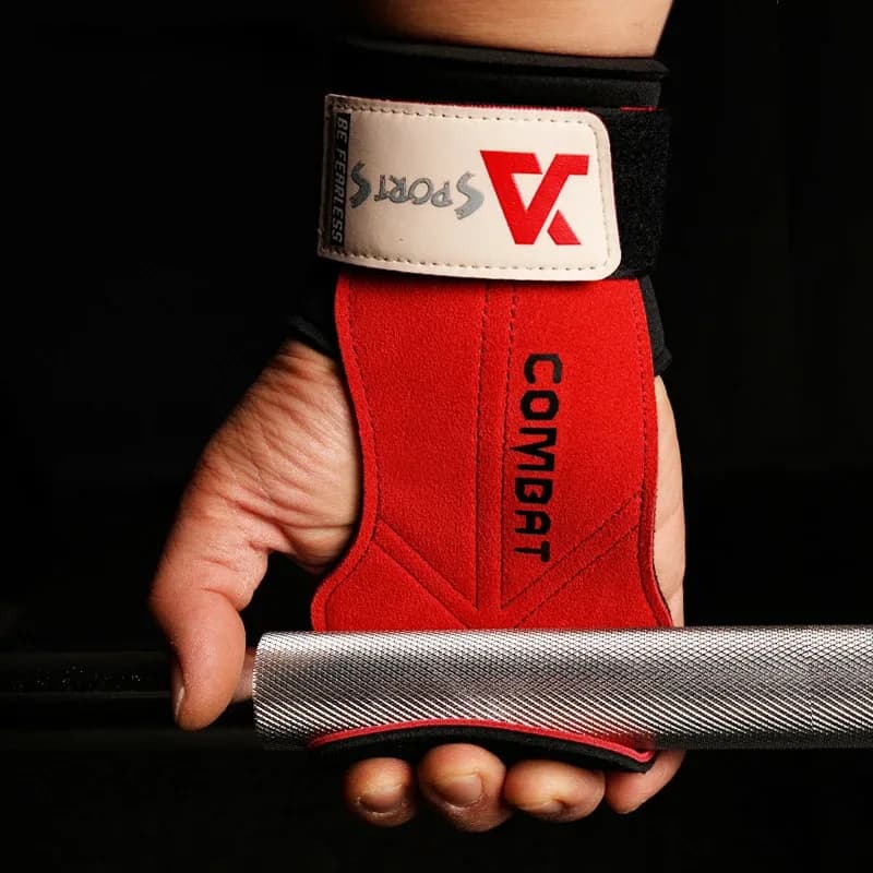 1 زوج 3-layers جلد البقر قفازات رفع الأثقال Deadlift قبضة منصات للياقة البدنية