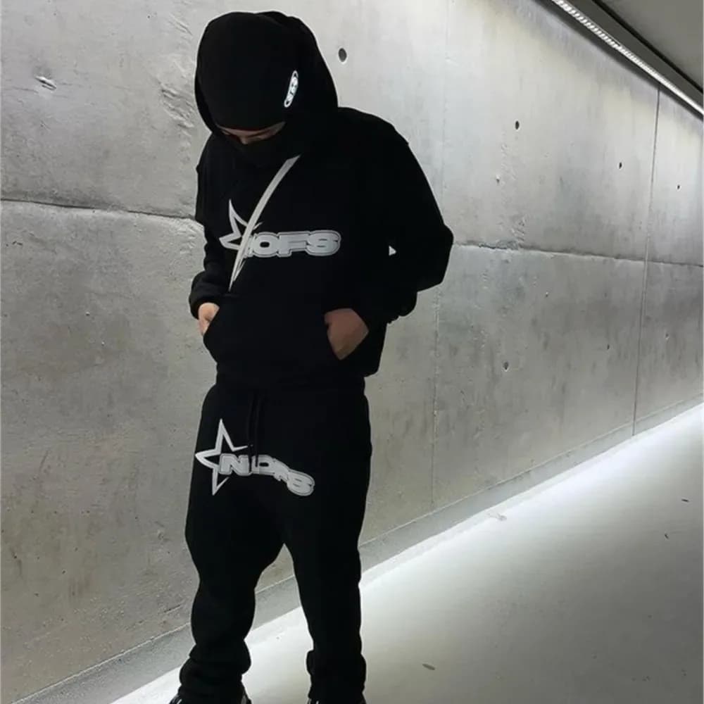 Y2K هوديس الرجال Harajuku الهيب هوب رسالة الجرافيك طباعة بلوزات فضفاضة 2024